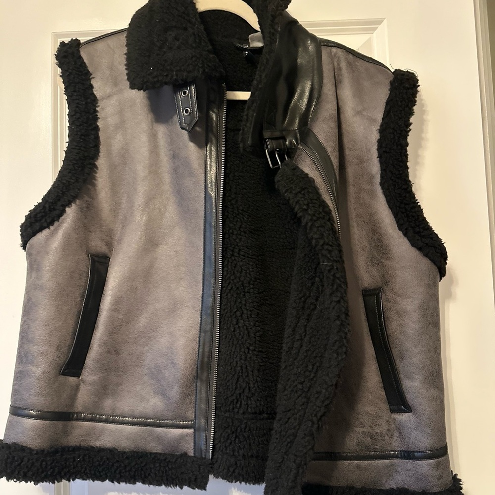 Divided Black Shearling Vest